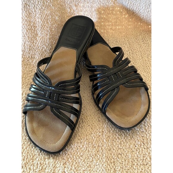 Cole Haan “Kaitlin” Leather Strappy Slide Sandals Nike Air Soles #D12555 Size 8 - Picture 1 of 7